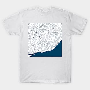 Lisbon map city map poster - modern gift with city map in dark blue T-Shirt